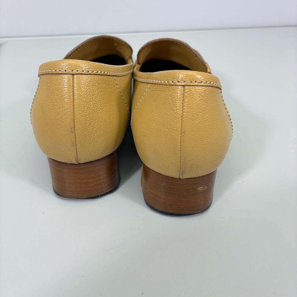 Prada Yellow Leather Buckle Block Heel Loafers Size 38 - Picture 3 of 11